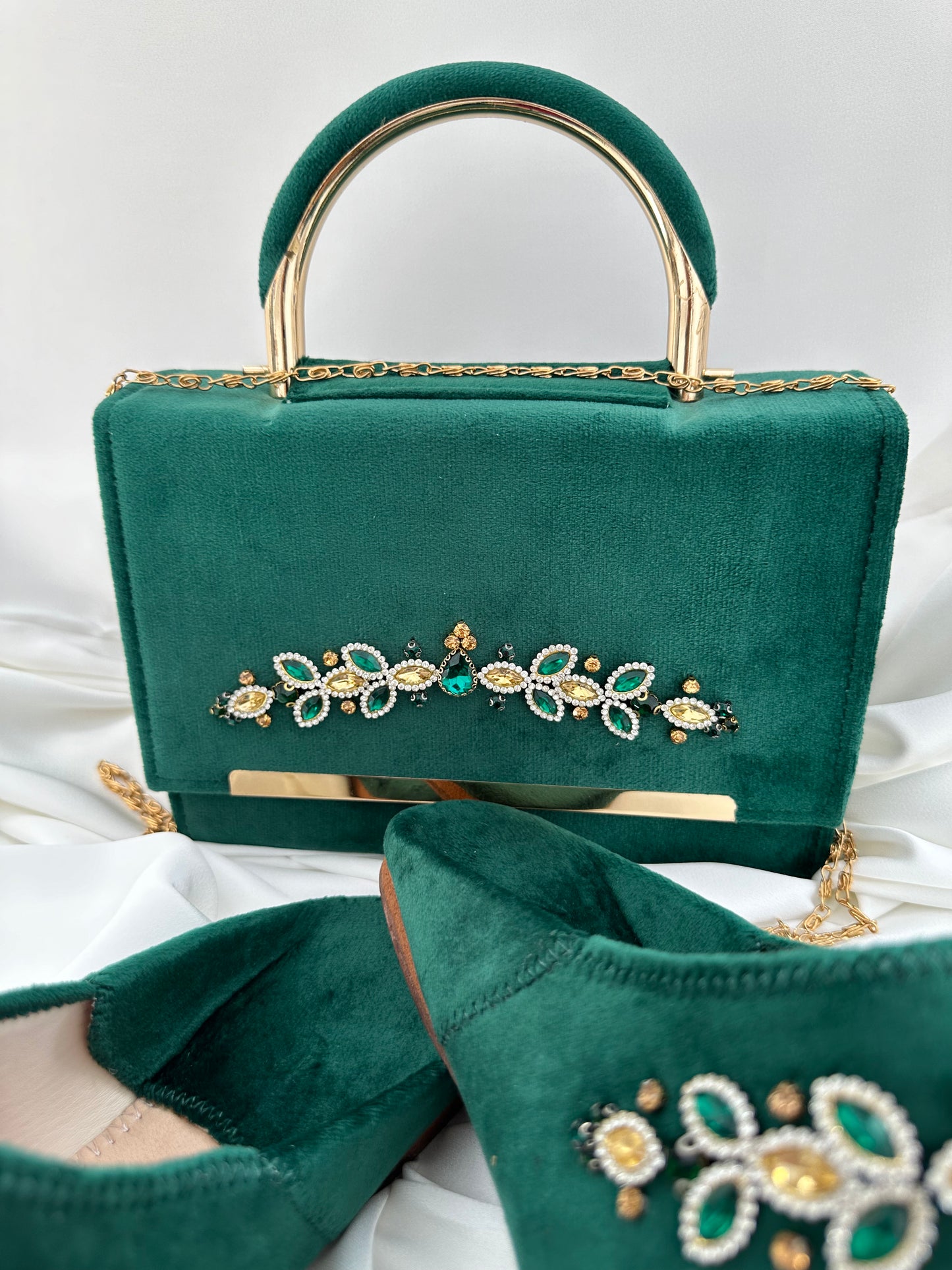 Babouches et sac à strass et velours NADIABENSHOP