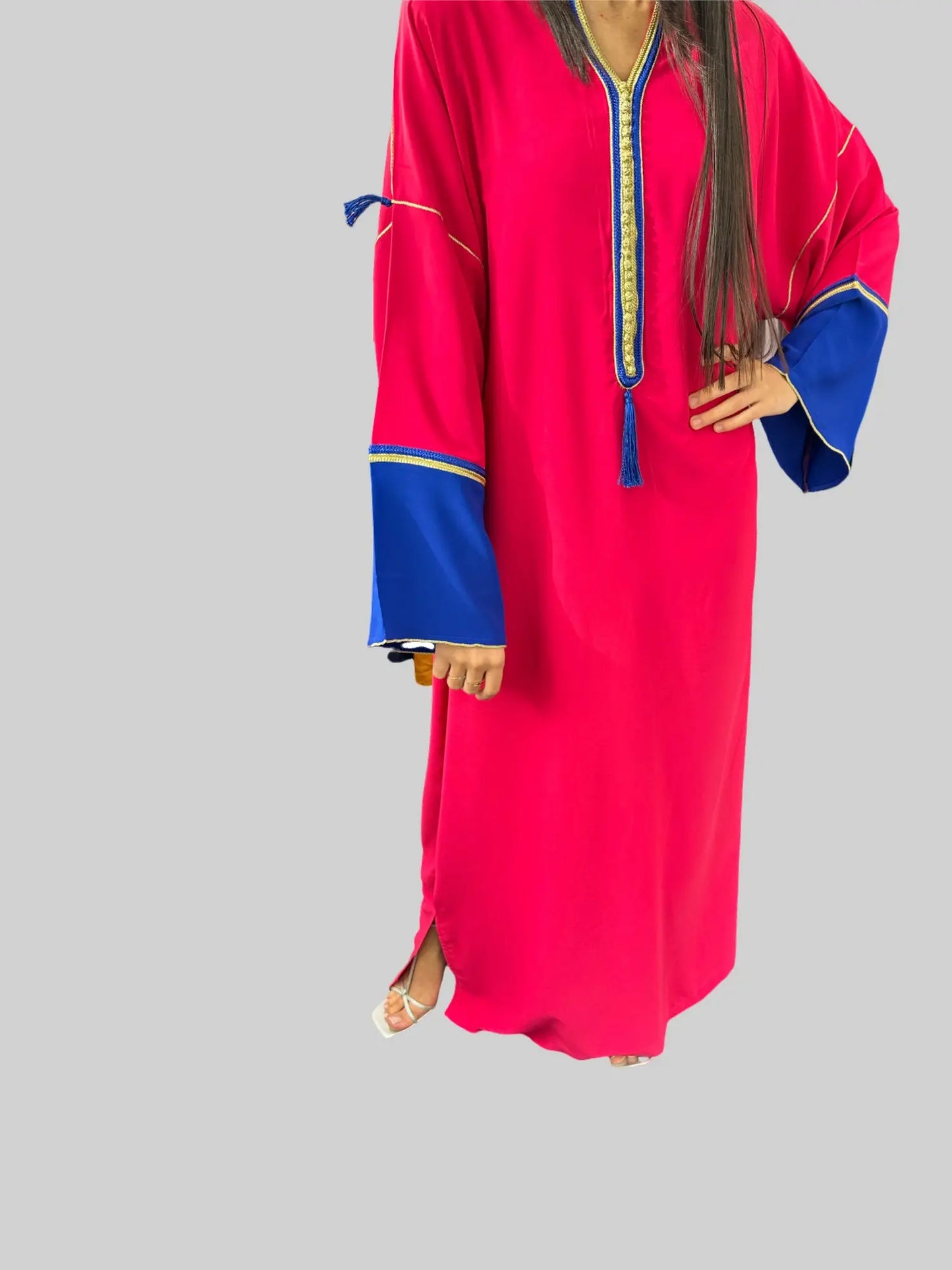 Caftan à col officier et manches contrastées NADIABENSHOP