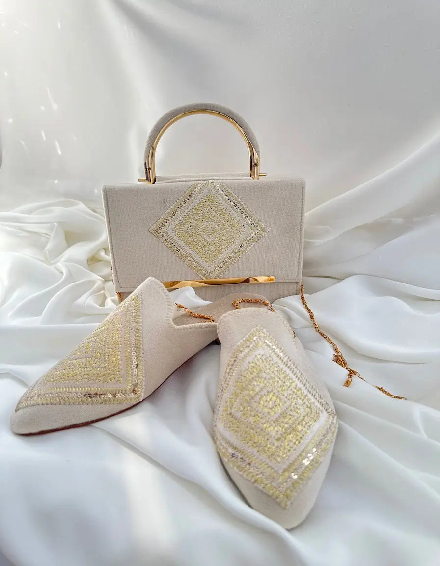 Babouches en Velours Fassi Artisanales – Élégance et Tradition Marocaine NADIABENSHOP