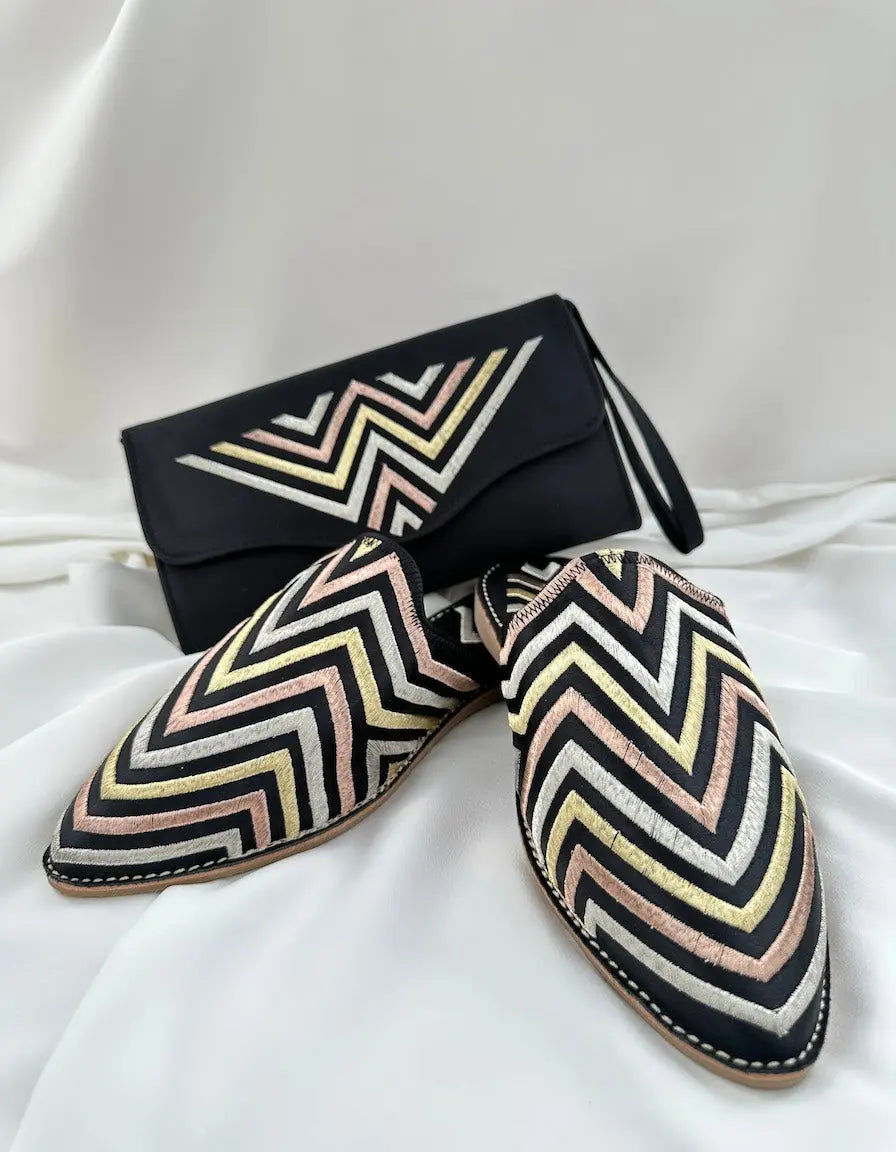 Babouches et pochette satinés NADIABENSHOP