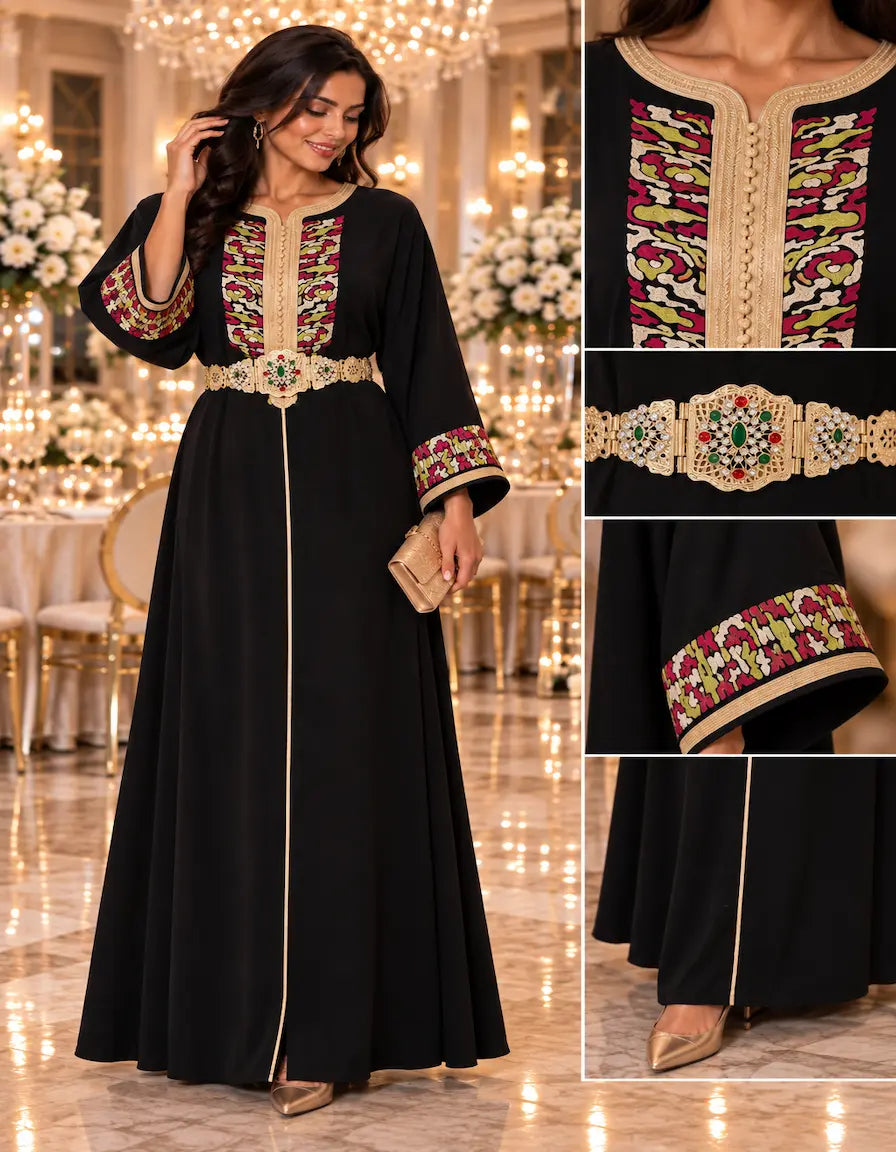 Caftan Marocain Femme Fuchsia – Broderies & Finitions Dorées NadiaBenShop