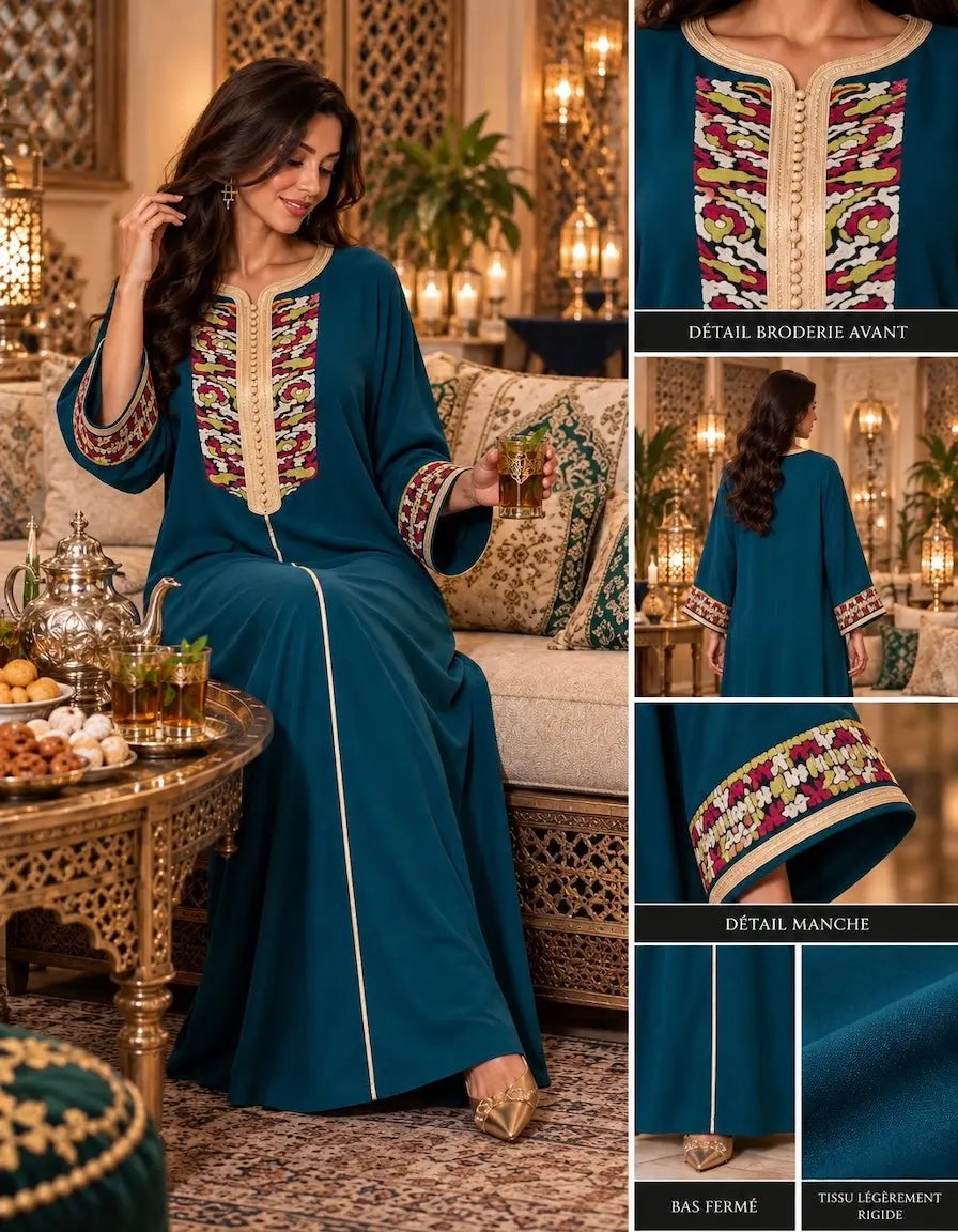 Caftan Marocain Femme Fuchsia – Broderies & Finitions Dorées NadiaBenShop