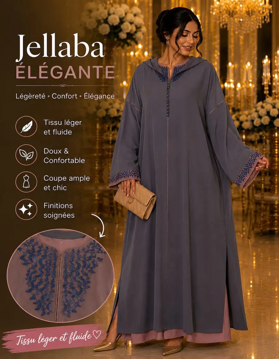 Caftan & Jellaba Élégante Femme – Robe Marocaine Chic et Fluide NADIABENSHOP