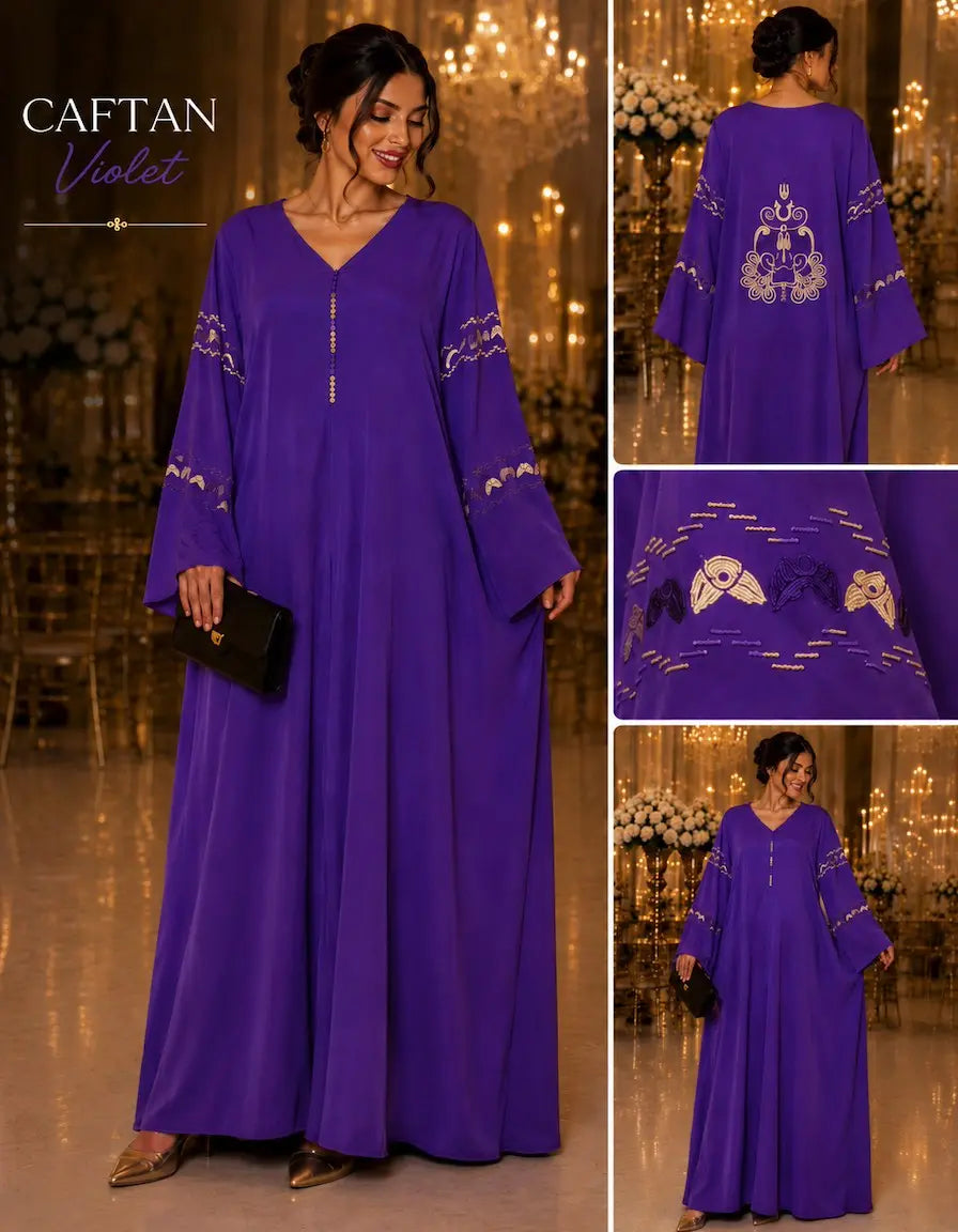 Caftant Émeraude Femme – Caftan Marocain Élégant Brodé | NadiaBenShop NADIABENSHOP