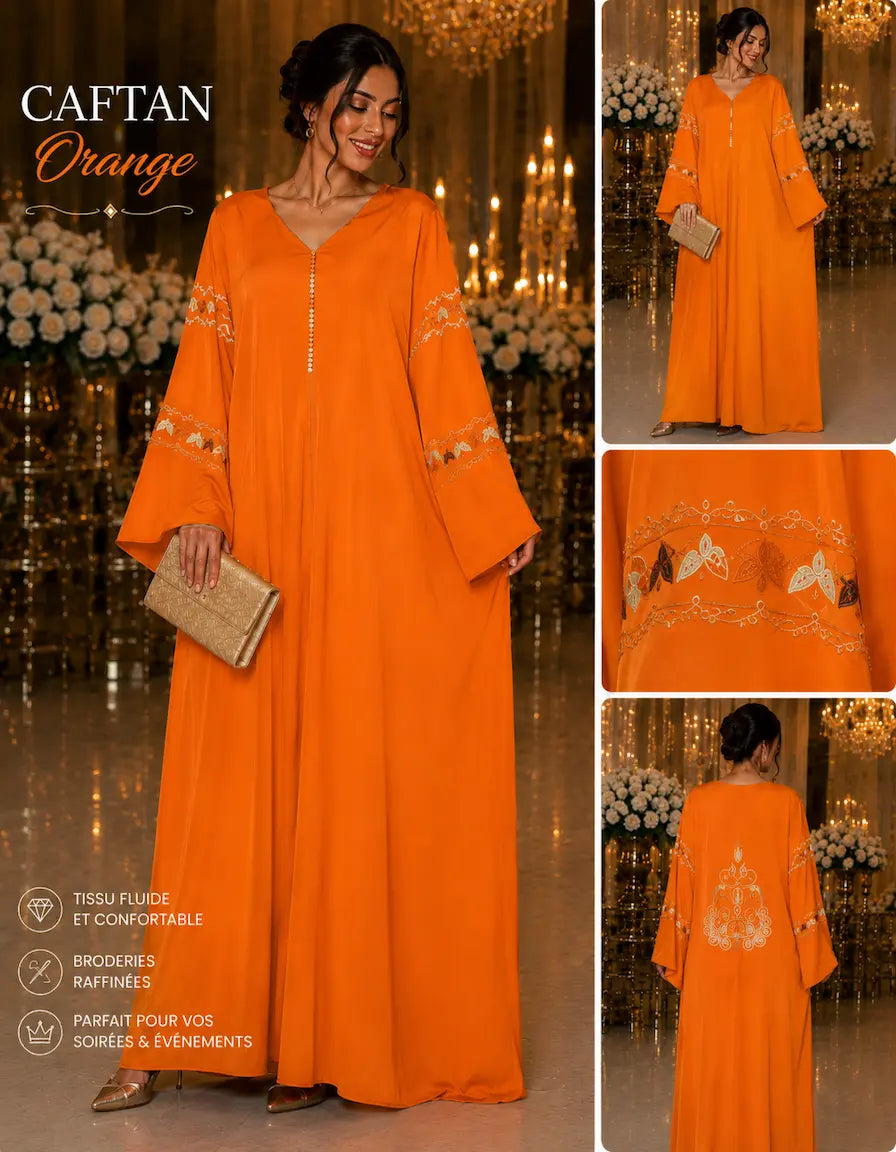 Caftant Émeraude Femme – Caftan Marocain Élégant Brodé | NadiaBenShop NADIABENSHOP