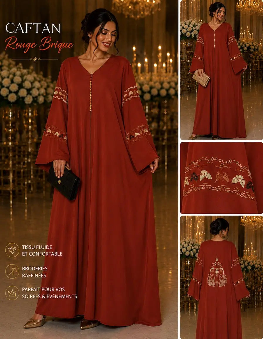 Caftant Émeraude Femme – Caftan Marocain Élégant Brodé | NadiaBenShop NADIABENSHOP