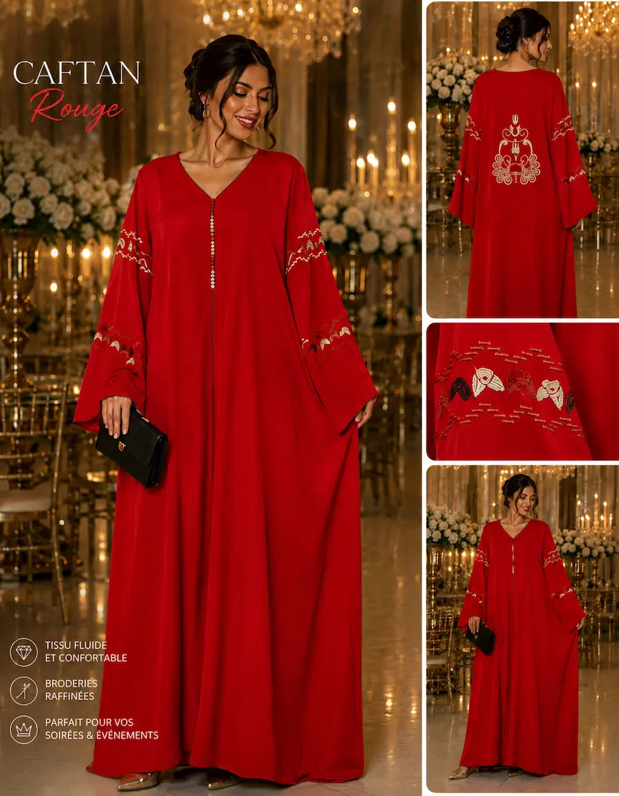 Caftant Émeraude Femme – Caftan Marocain Élégant Brodé | NadiaBenShop NADIABENSHOP