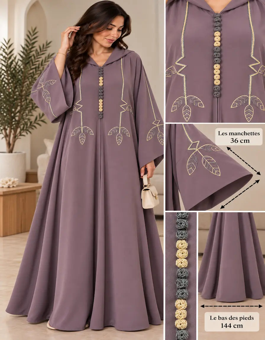Djellaba Marocaine Femme Bleu Royal Brodée – Élégante NadiaBenShop