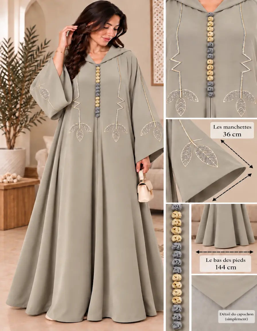 Djellaba Marocaine Femme Bleu Royal Brodée – Élégante NadiaBenShop