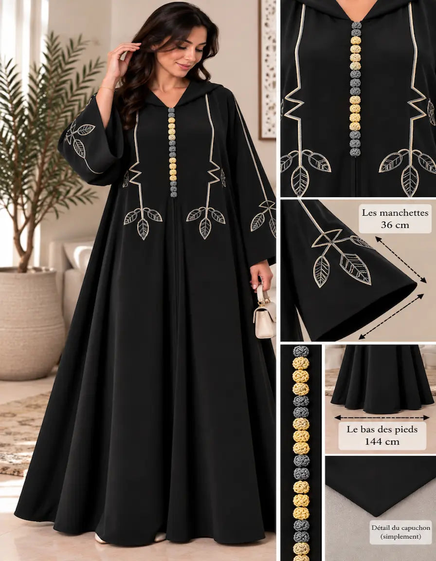 Djellaba Marocaine Femme Bleu Royal Brodée – Élégante NadiaBenShop