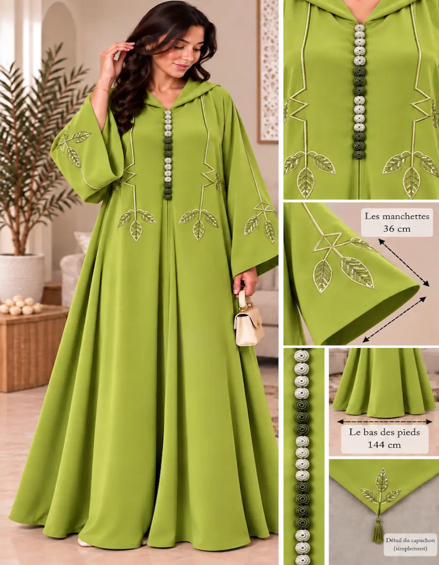 Djellaba Marocaine Femme Bleu Royal Brodée – Élégante NadiaBenShop