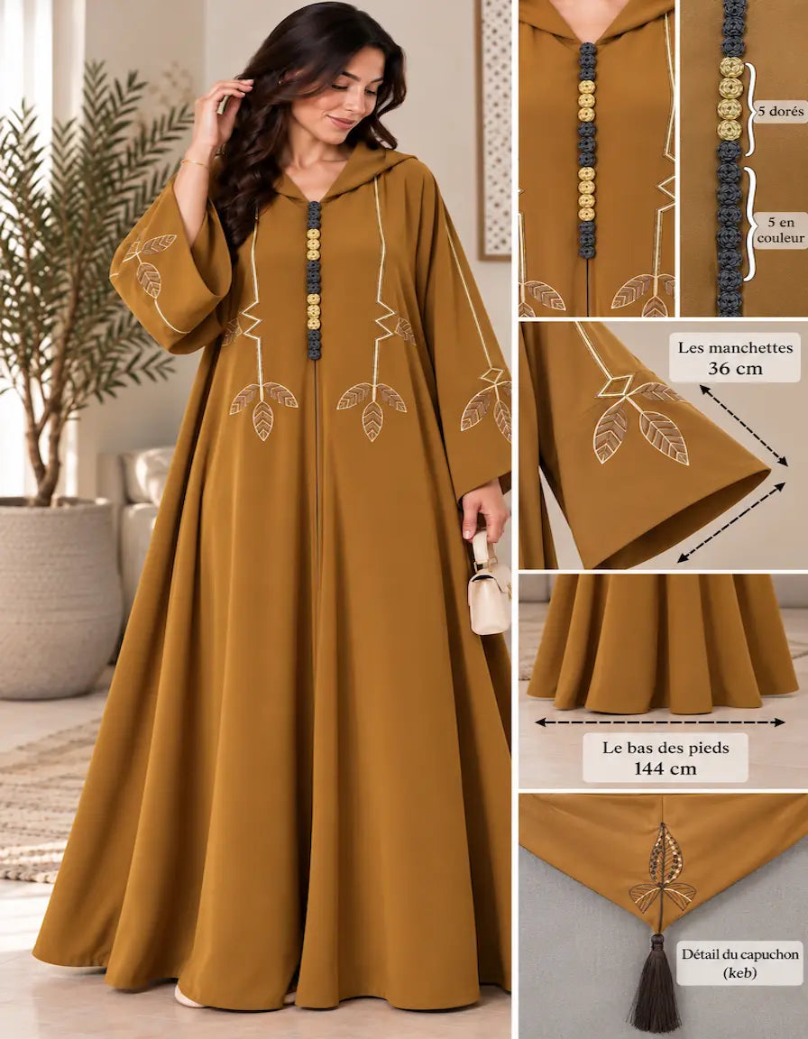 Djellaba Marocaine Femme Bleu Royal Brodée – Élégante NadiaBenShop