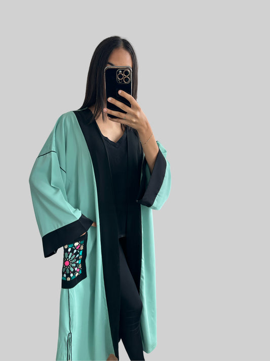 Kimono à poches bordées taille unique