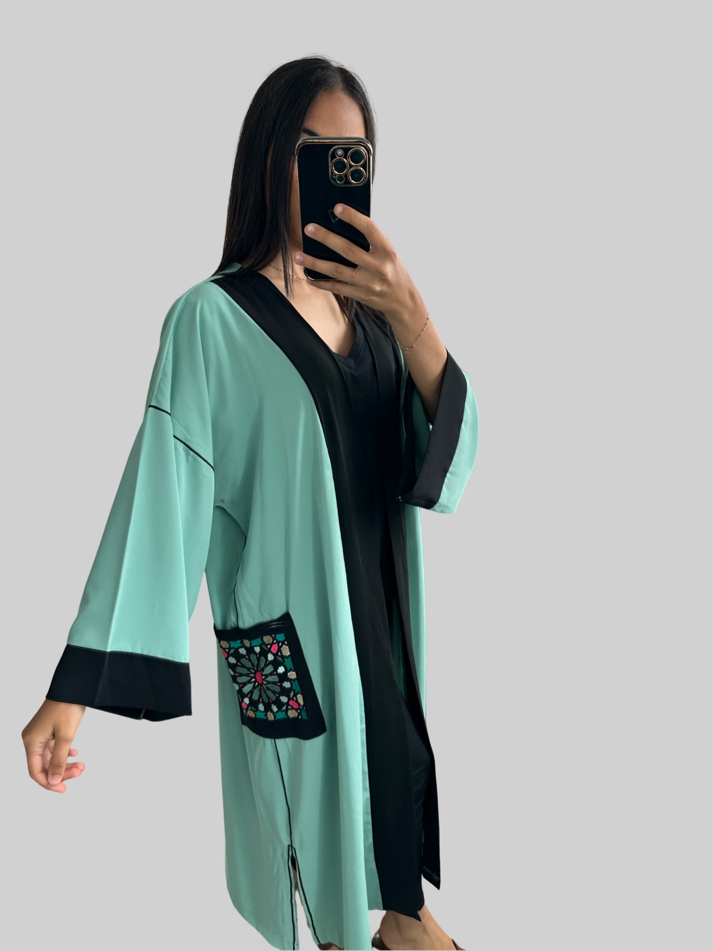 Kimono à poches bordées taille unique