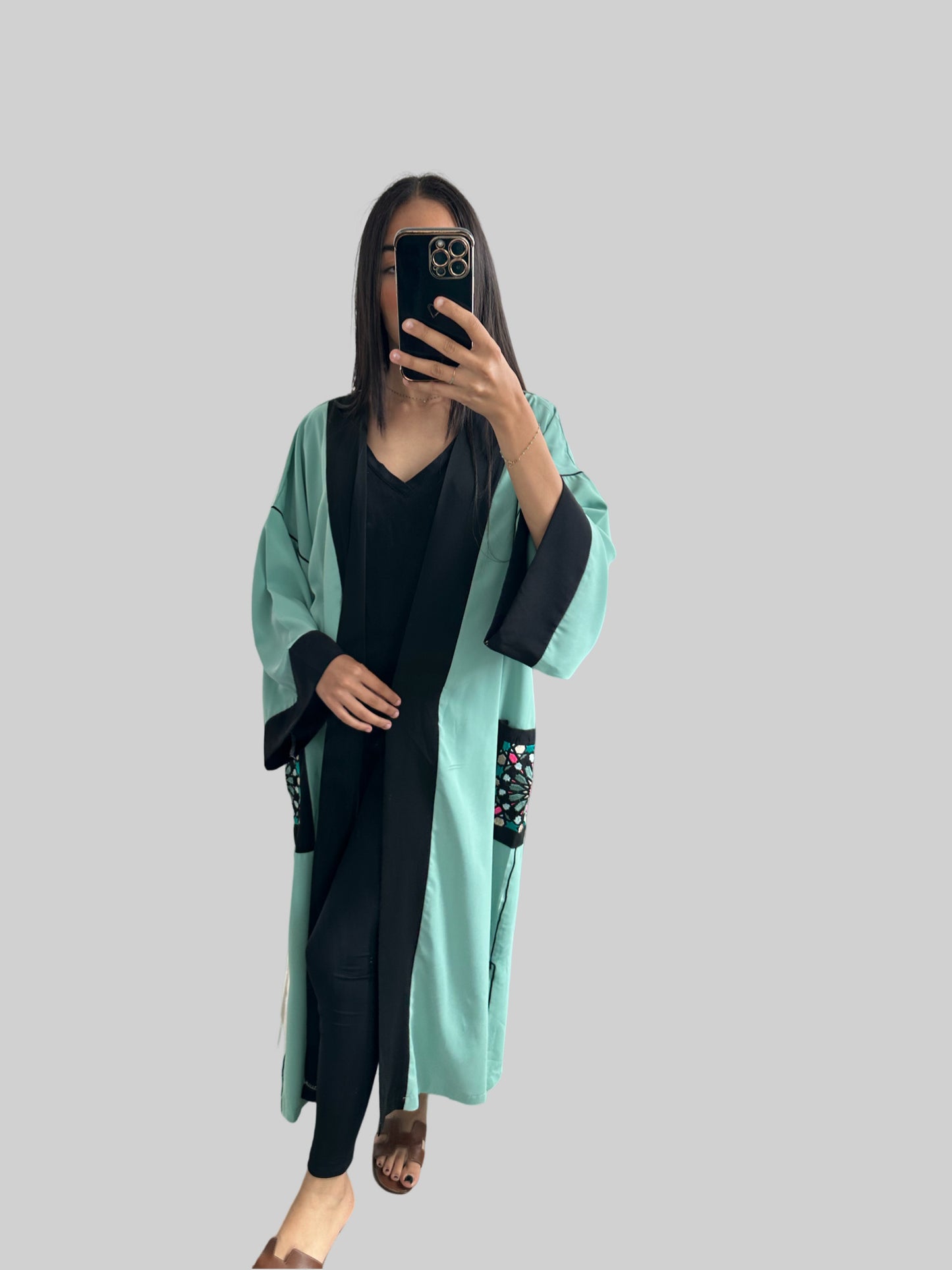 Kimono à poches bordées taille unique