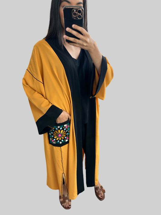 Kimono à poches bordées taille unique