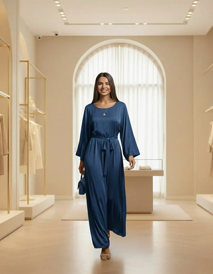 Robes longues,abaya modeste en tissu nida NADIABENSHOP