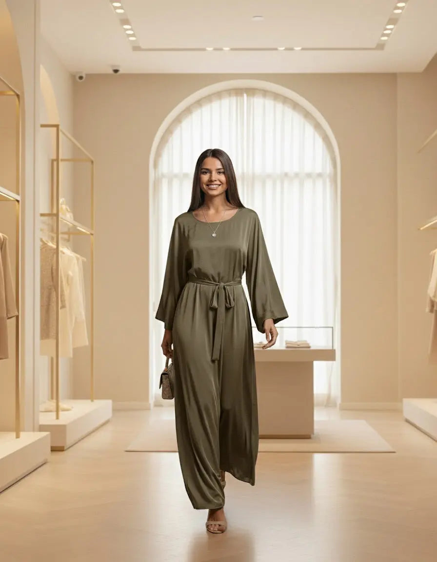 Robes longues,abaya modeste en tissu nida NADIABENSHOP